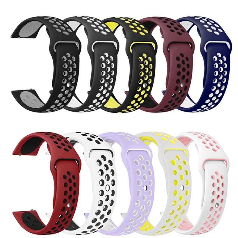 22mm 20mm watch Band for Samsung Galaxy Watch 7-FE-6-5-pro-4-Classic/active 2 Silicone sport hole bracelet Huawei GT 4-3-2 strap
