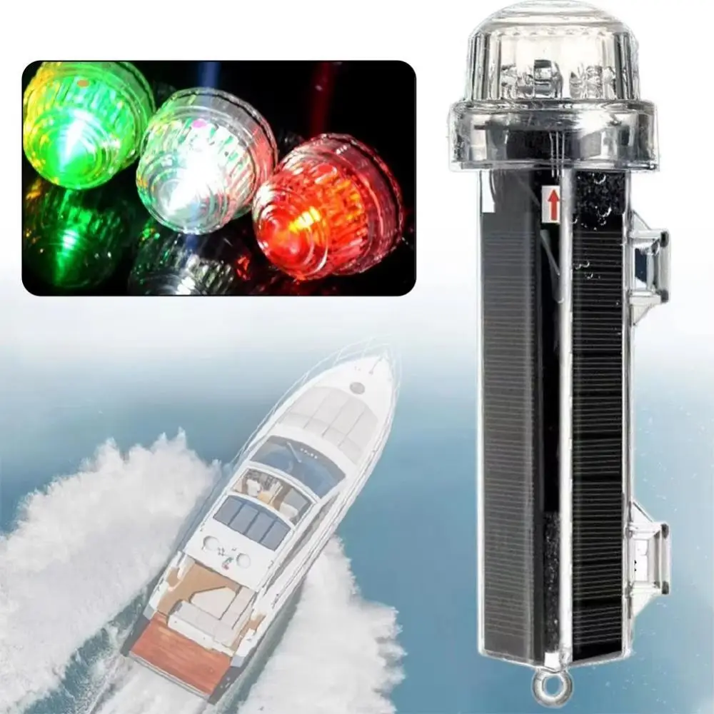 Tricolor Light Solar Ocean Signal Light Solar Powered High Brightness Ship Warning Light Magnet Switch Strobe Flash