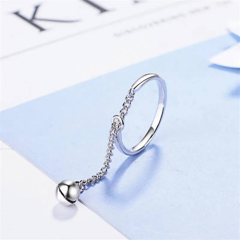 New Fashion Simple Creative Hollow Bells 925 Sterling Silver Jewelry Wild Long Tassel Personality Women Gift Opening Rings