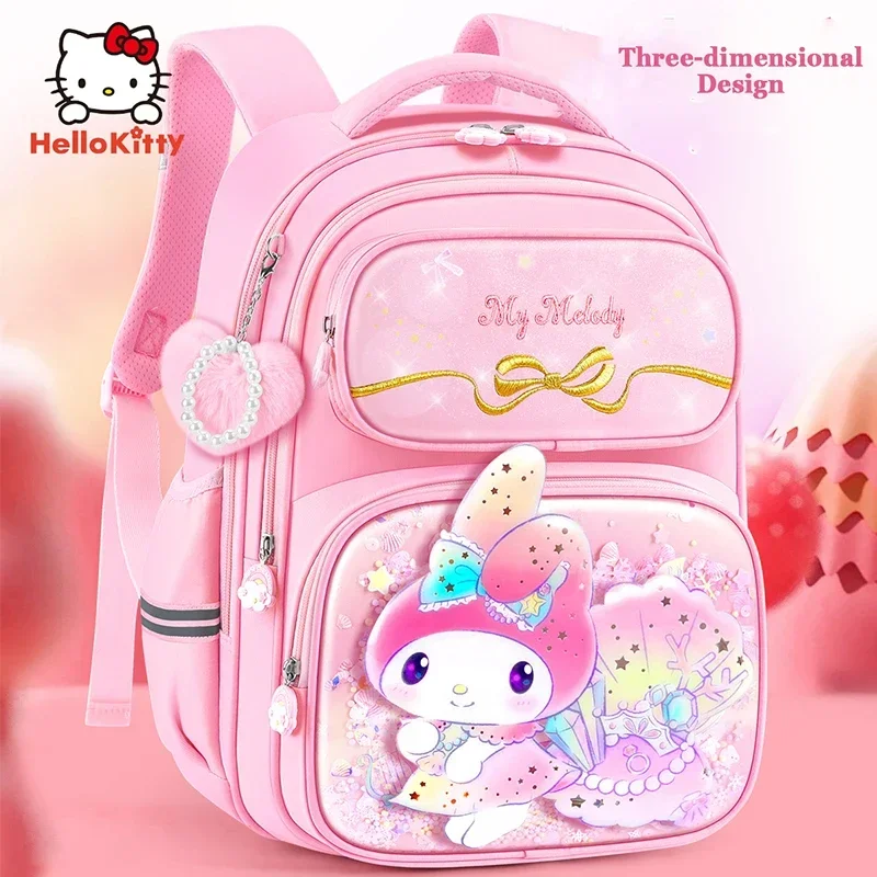 Miniso My Melody Girl Cartoon Schoolbag Primary Student Lightweight Backpack Schoolgirl Grade 1-4 School Bag Pupil Children Gift