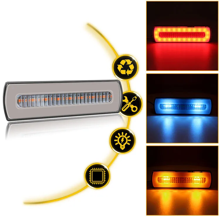 40LED Stop Signal For Truck Motorcycle Refitted Dual Color Light Guide Flow Turn Signal Brake Dynamic Driving Light  Accessories