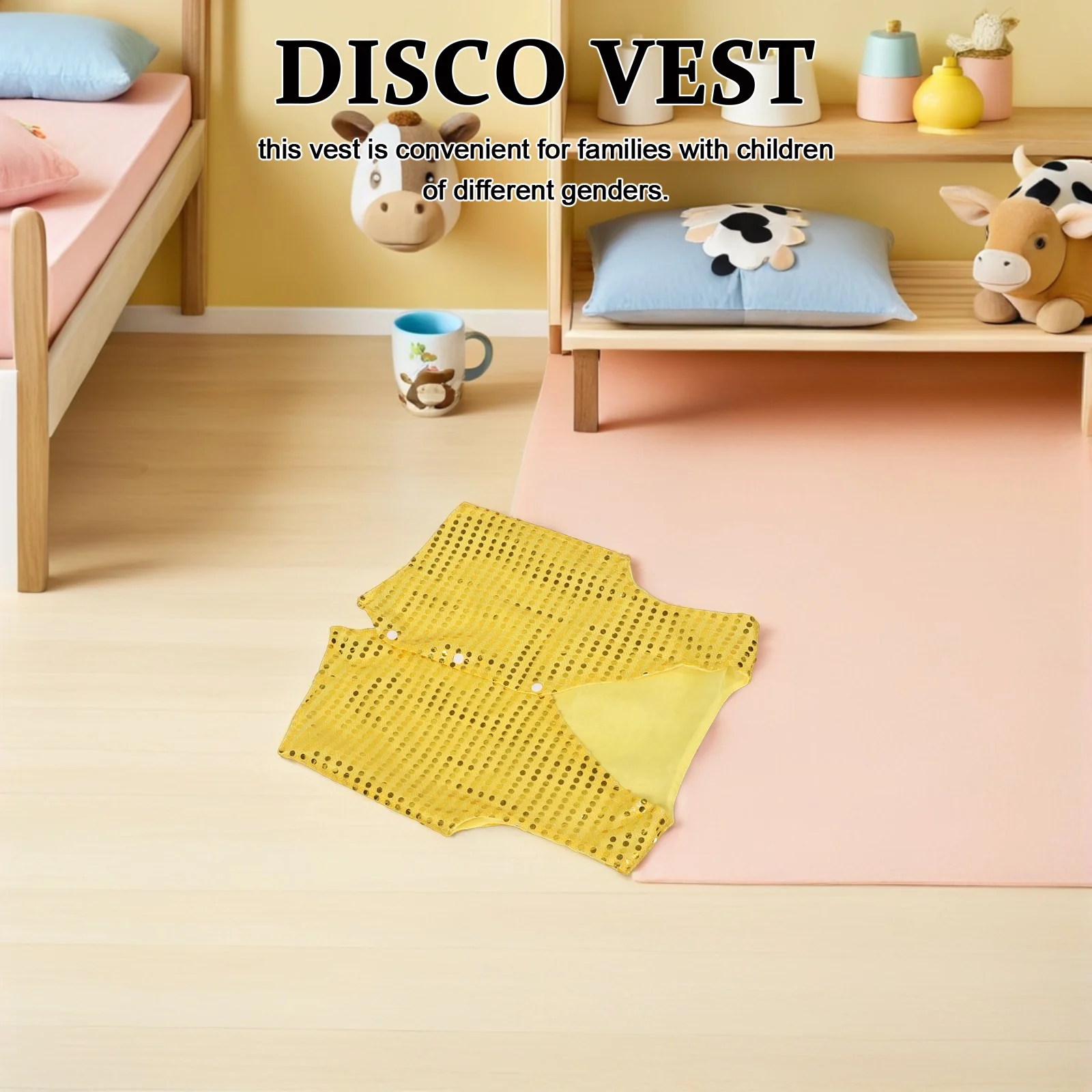 

1pcs Sequin Vest Sparkly Sleeveless Waistcoat For Dance Costume Jazz Hip Hop Disco Party Performance Stage Outfit Shiny