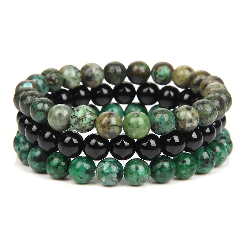 3 Teile/satz 8mm Naturstein Perlen Armband Set Rosa Zebra Rhodonit Mondstein Achate Hämatit Armbänder Für Frauen Männer schmuck – Detail 6