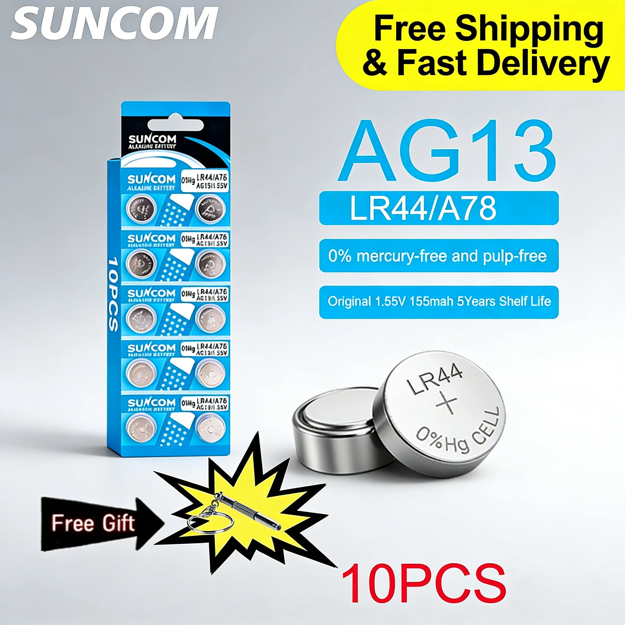 

LR44 AG13 1.5V Button Battery (2-30PCS) Replacement for A76 L1154F SR44W 357 Alkaline Coin Cells for Laser Pointer Car Key