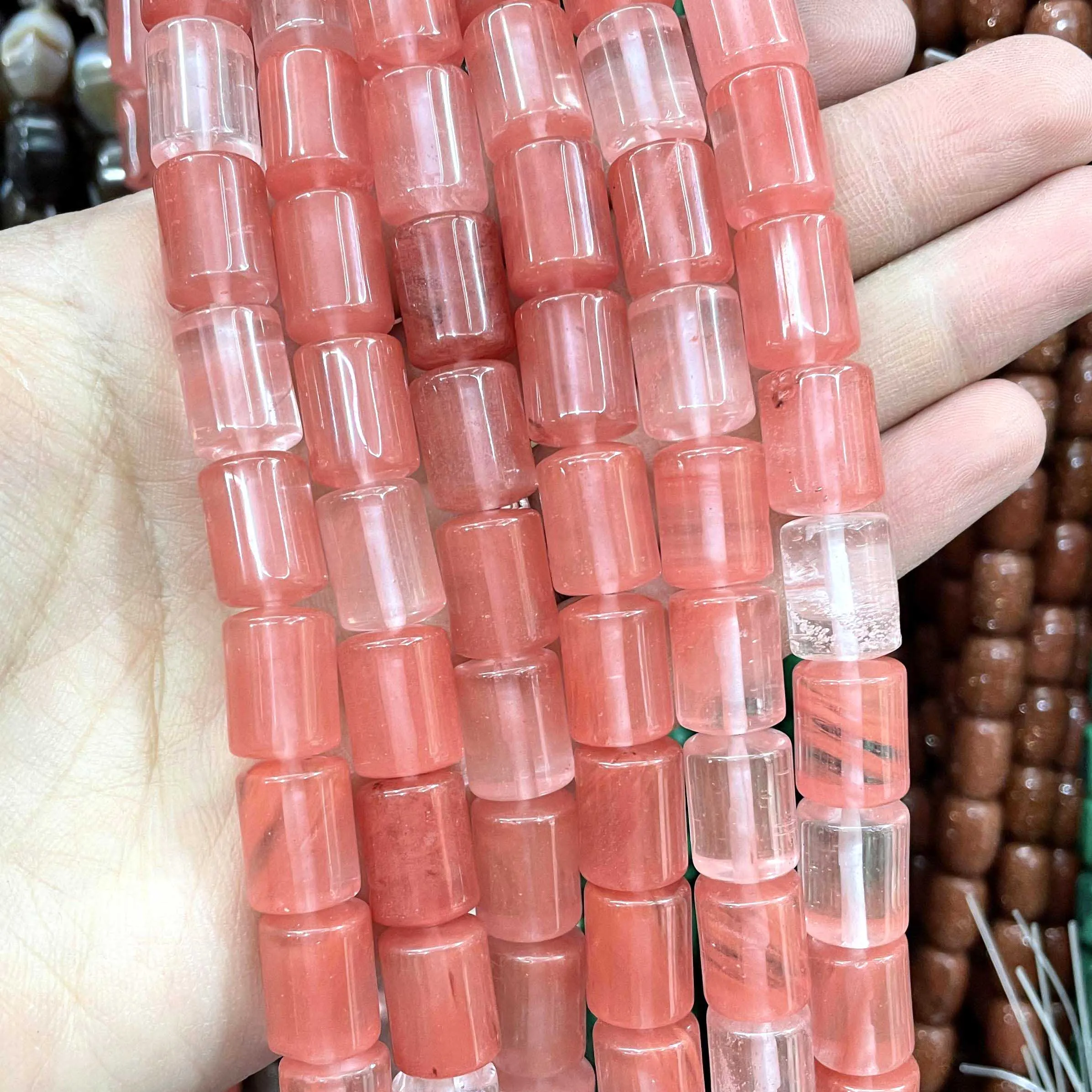 Natural Stones Cylinder Shape Agates Jades Loose Spacer Beads For Jewelry Making DIY Chakra Bracelet Necklace Accessories