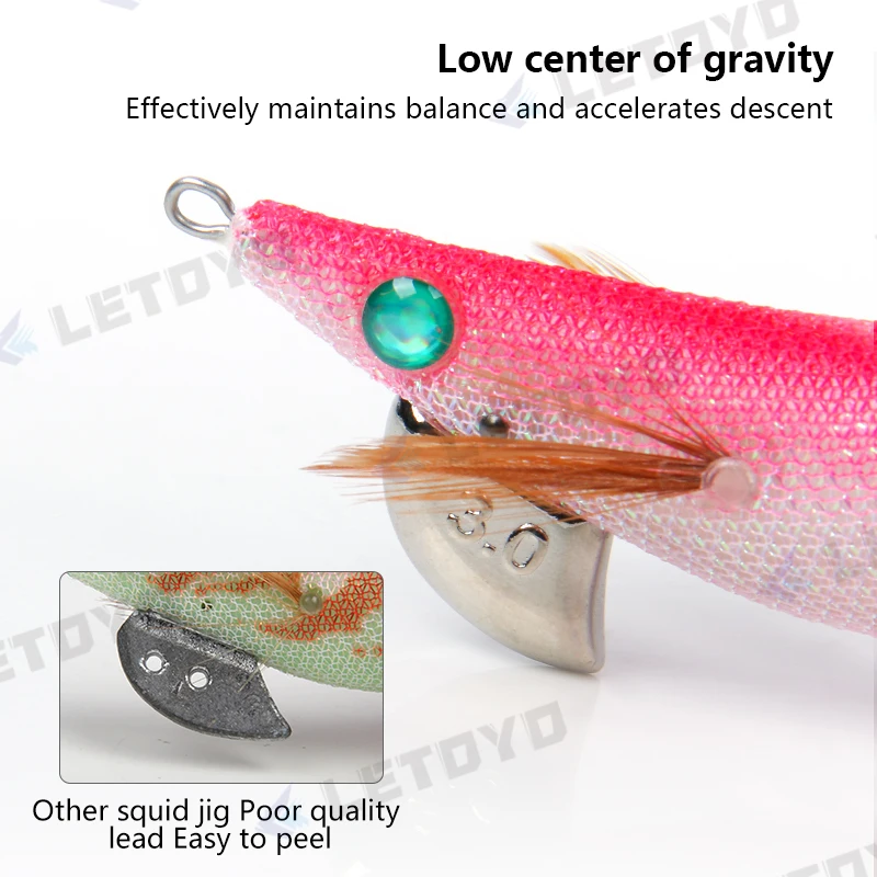 LETOYO 10g 16g 21g Egi Eging Squid Fishing Lures 2.5# 3.0# 3.5# Squid Lure Jigs Goods for Sea Fishing Octopus Cuttlefish Bait