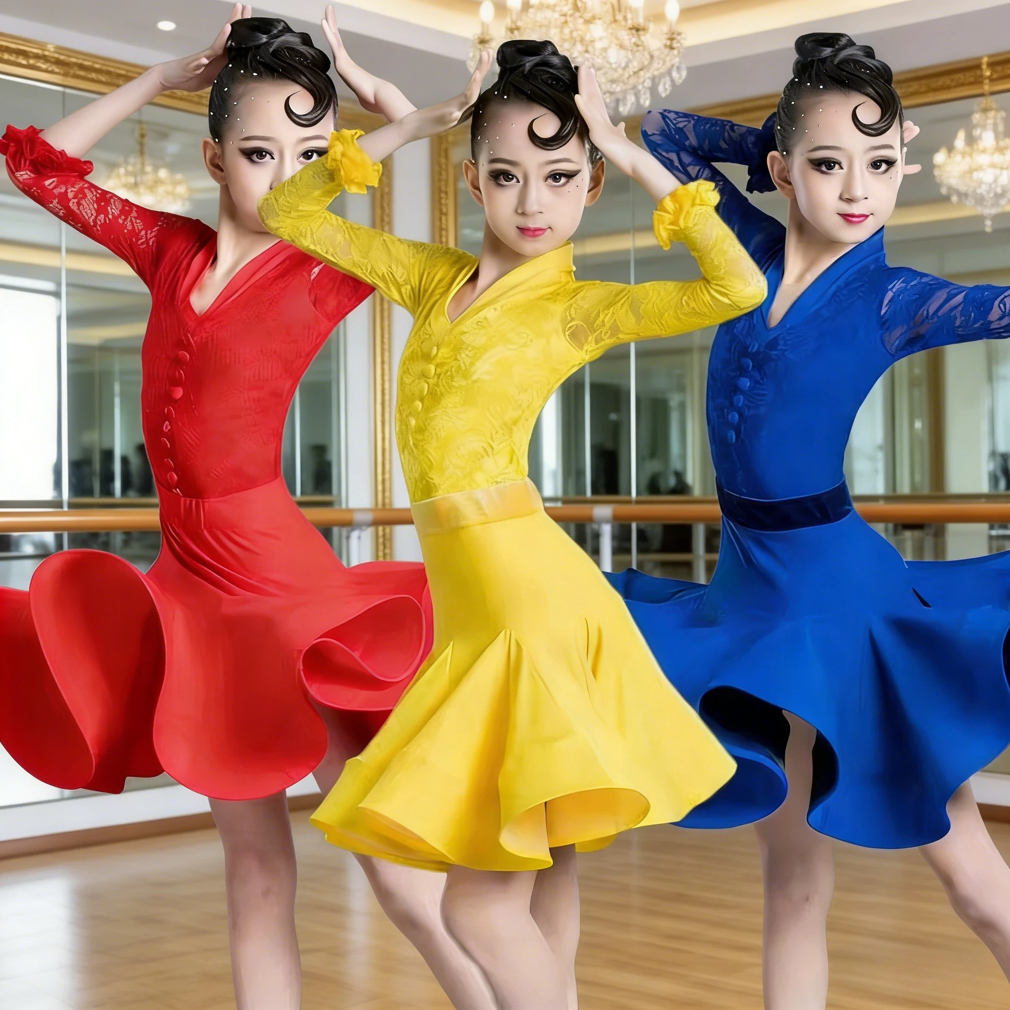 

Theeper Kids Latin Dance Competition Dress Girls Professional Standard Dancesport Performance Costume Practice Wear Latin dance