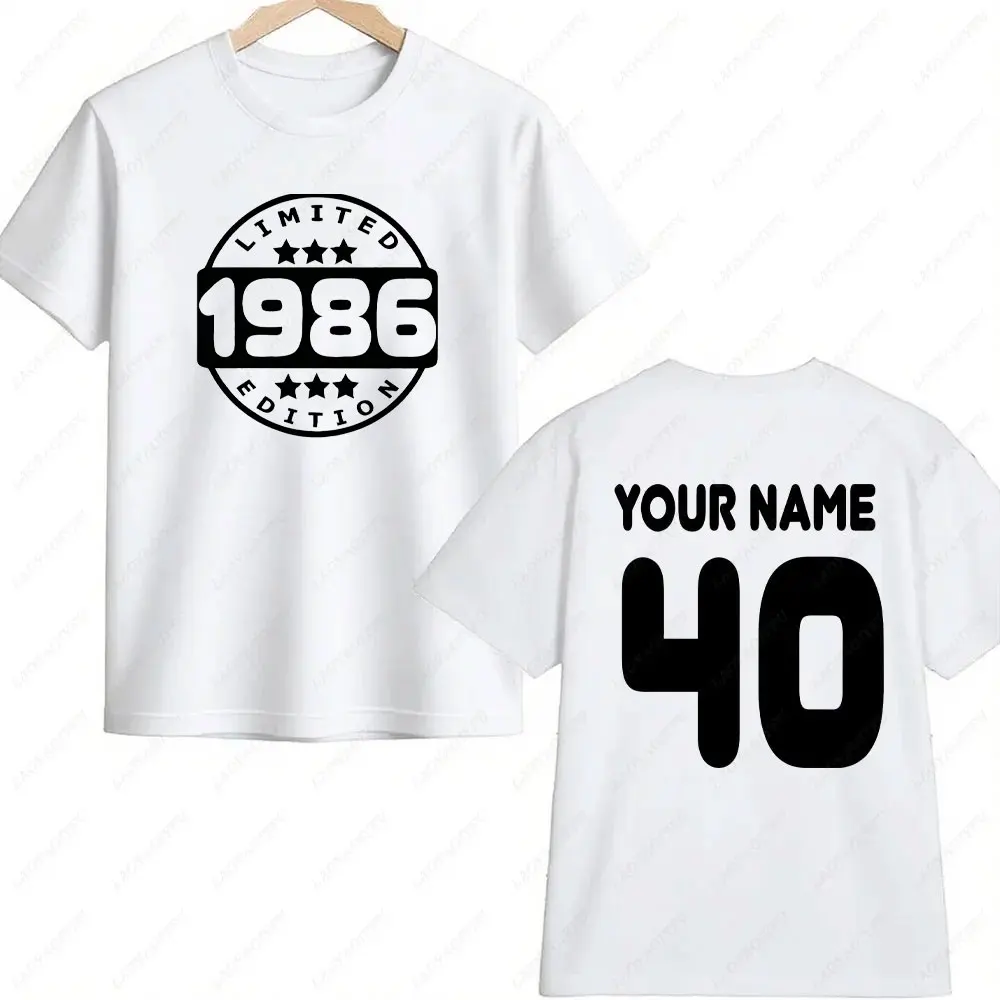Personalised 1986 Limited Edition T-Shirt 40th Birthday Tshirt Custom Name Number 40 Celebration Gift Men Women Youth Tops