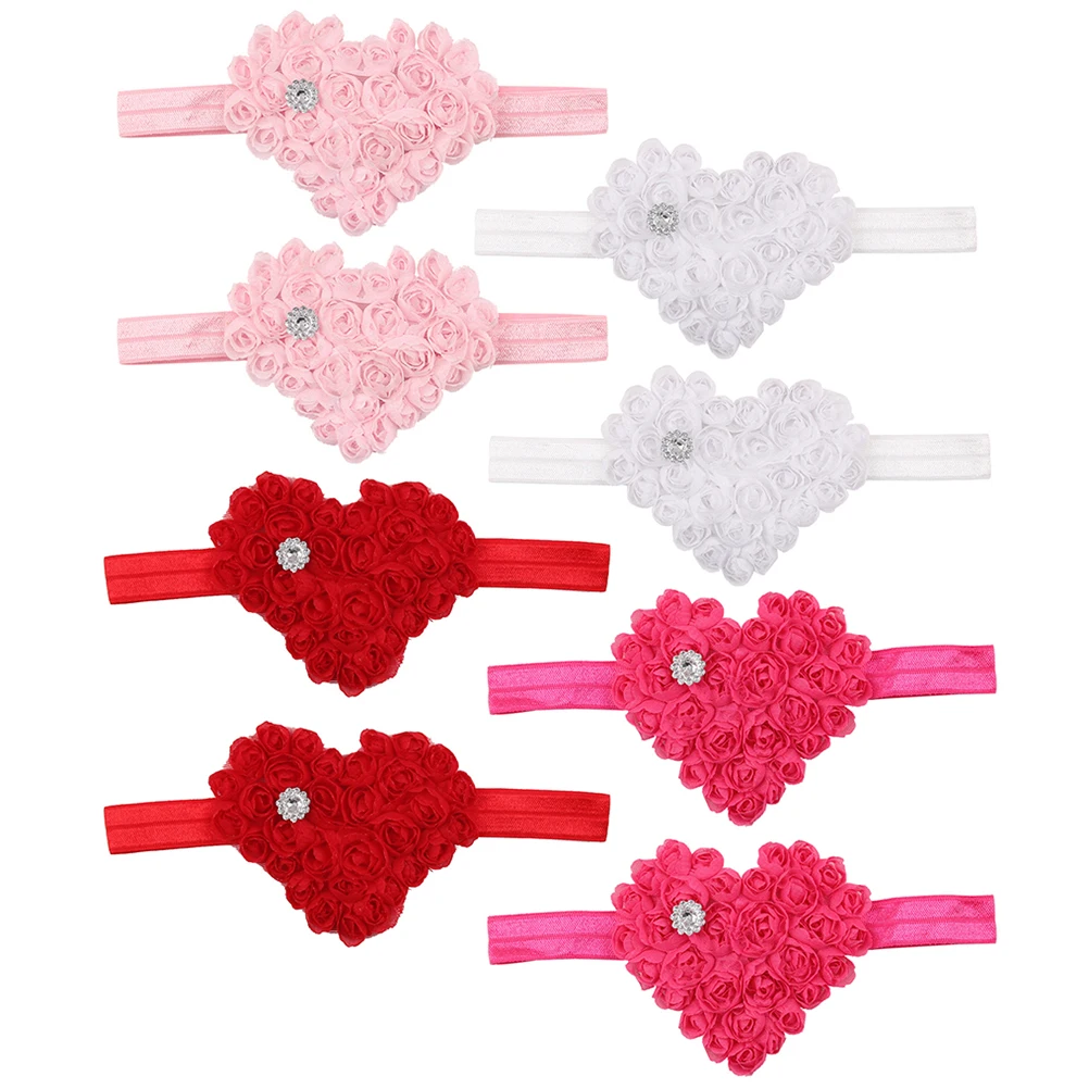 

8pcs Headb Hair Accessories Chiffon Headdress Little Heart Hairb Flower Festival Christmas Party