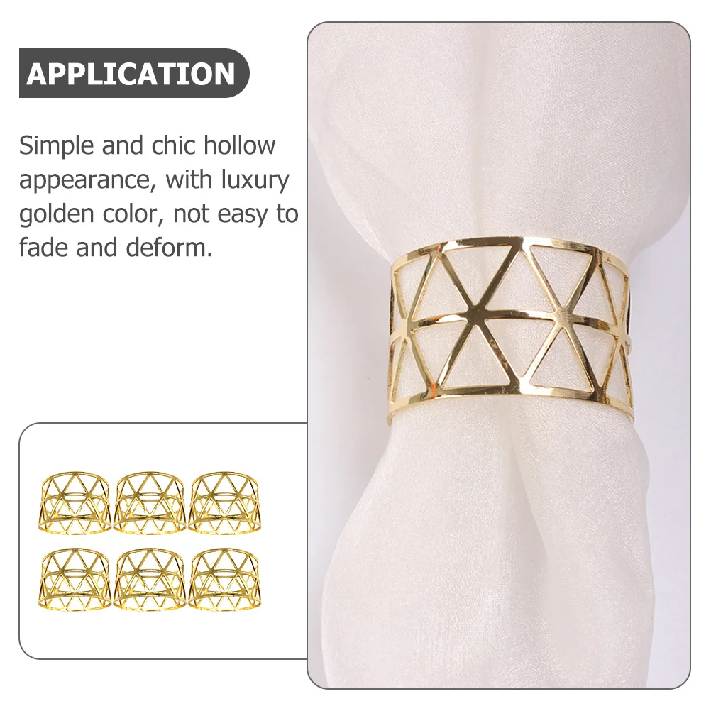 6 قطعة حلقة منديل مجوفة مشبك منديل معدني لتناول العشاء ديكور للطاولات لوازم الحفلات مأدبة الزفاف جمع الديكور #3