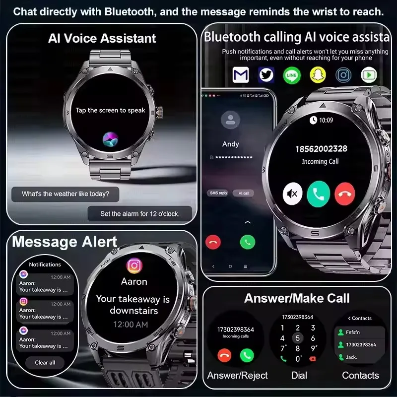 1.75''AMOLED Scherm Smart Horloge Mannen 10ATM Waterdicht Kompas GPS Smartwatch Bluetooth Oproep 1000mAh Grote Batterij Sport armband