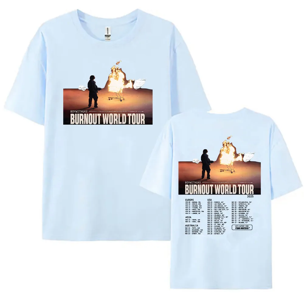 Boywithuke Burnout World Tour 2025 Tshirts Cotton Short Sleeve Summer T-shirt Round Neck Women/Men Tee-shirt Casual Soft Clothes