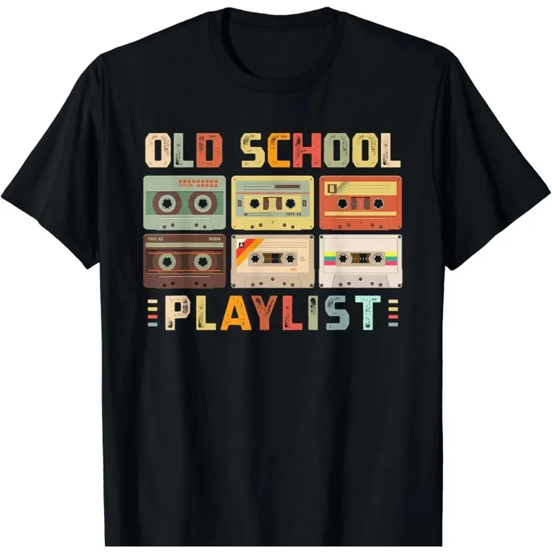 Cassette Tape Music 80s Retro Old School Playlist T-shirt Summer Casual T-shirt Fashion Fitness Tops T-shirt Hip Hop Streetwear