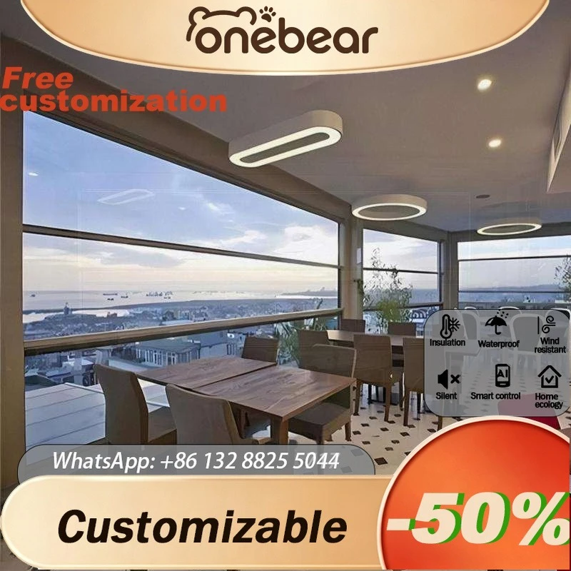 Any Size Custom New Smart Lift Aluminum Window Voice Control Soundproof Large View For Balcony Enclosure Villa Bedroom