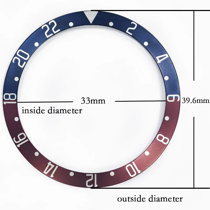 

39.6x33mm Aluminum Watch Bezel Insert, Glue-On Part Fit for 79830RB Diver Watch, High Precision Mod Accessory