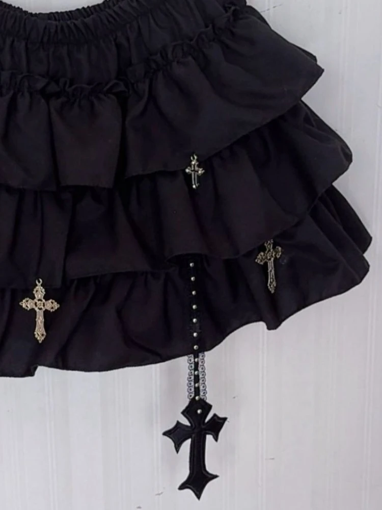 Falda corta estética Y2k para mujer, minifaldas Vintage con cruz bonita a la moda, ropa gótica Kawaii Chic Harajuku para mujer