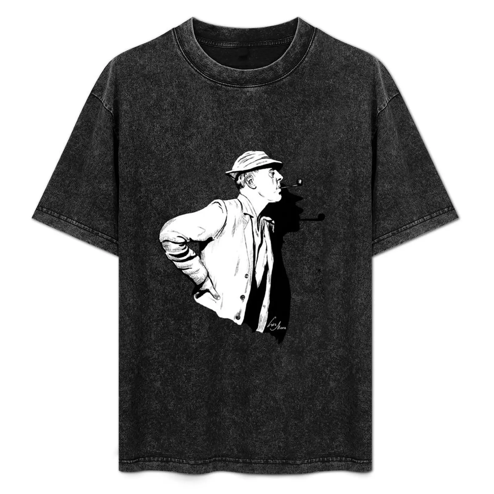 

Jacques Tati illustration T-Shirt Simple Casual Short Sleeve Tee