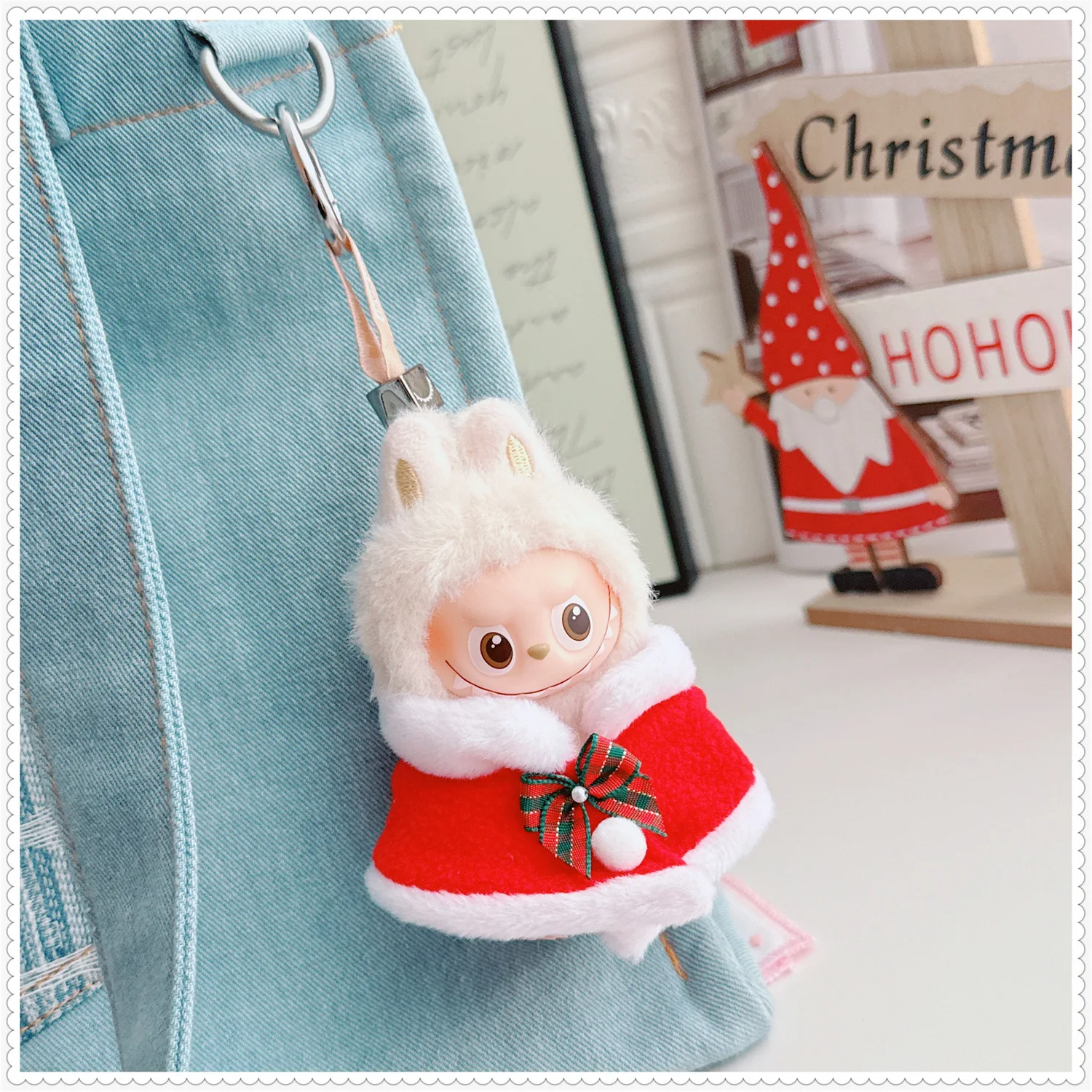 

10cm Labubu 4th Generation 4.0 Doll Clothing Set Christmas Shawl Cape Labubu Doll Holiday Party Outfit