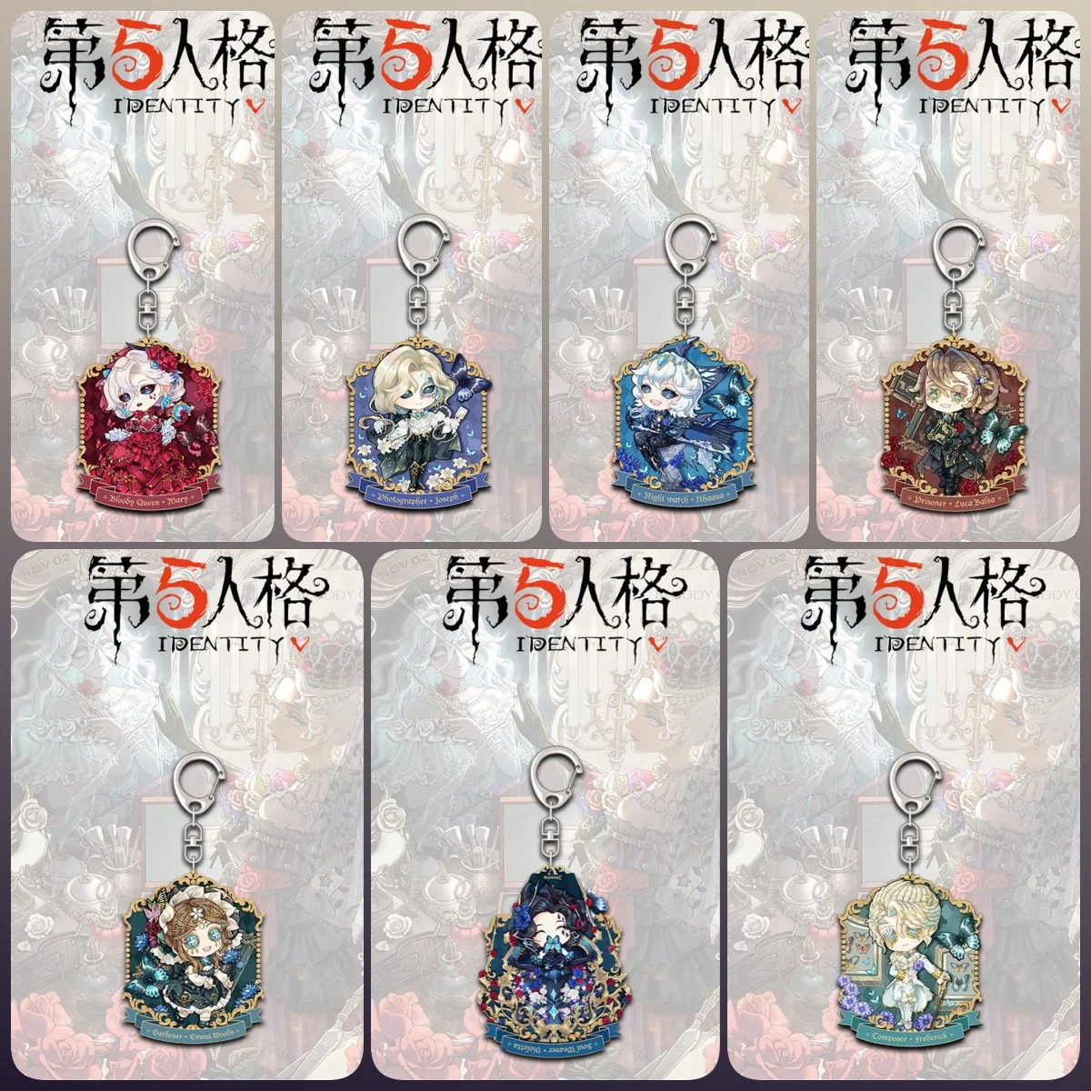 

6CM Anime Identity V Acrylic Keychain Model Cosplay Characters Ornament Accessories Goods Collection Christmas Gifts