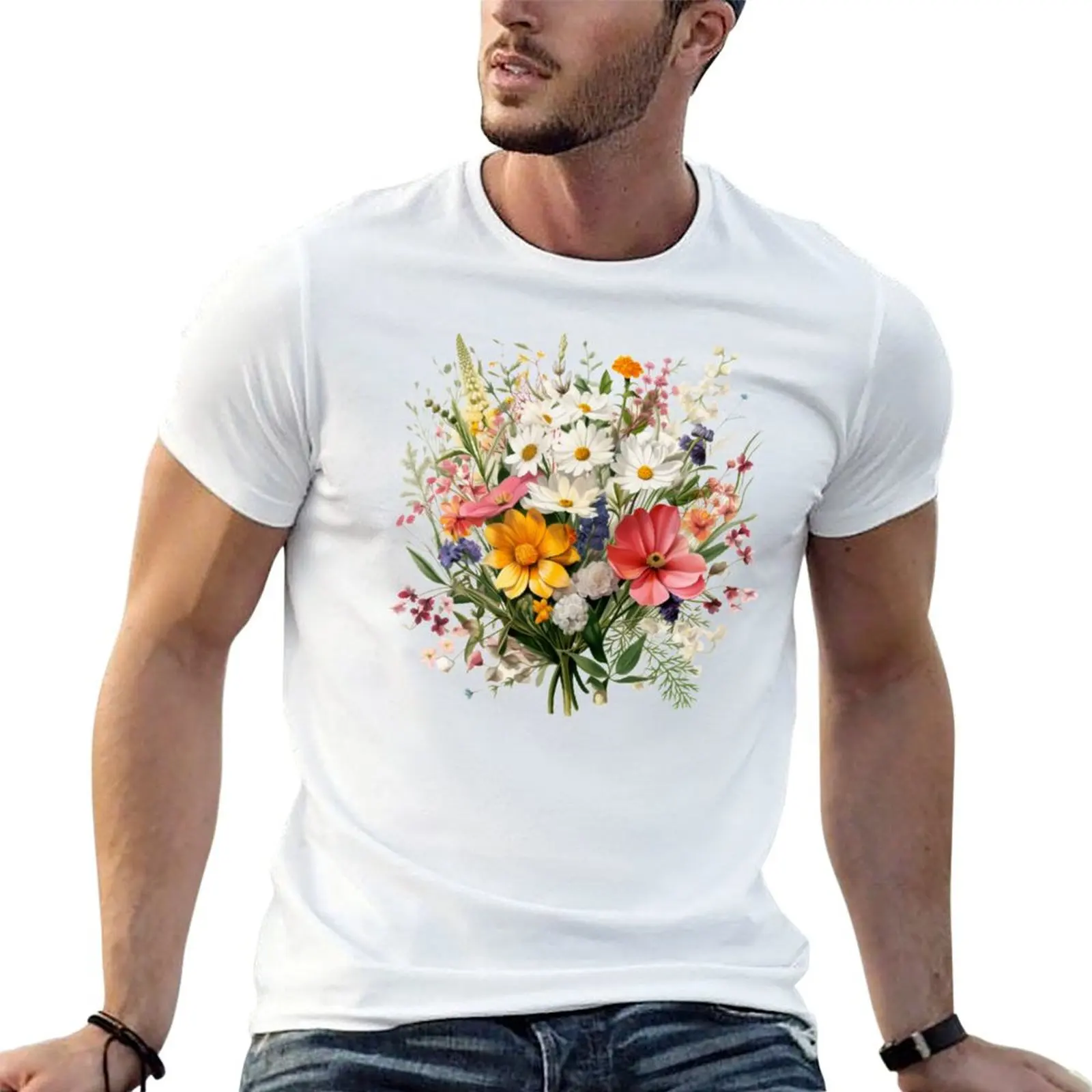 Bouquet Wild Flowers Botanical Flower Nature T-Shirt funny t shirts cotton t shirt personalised T-Shirt