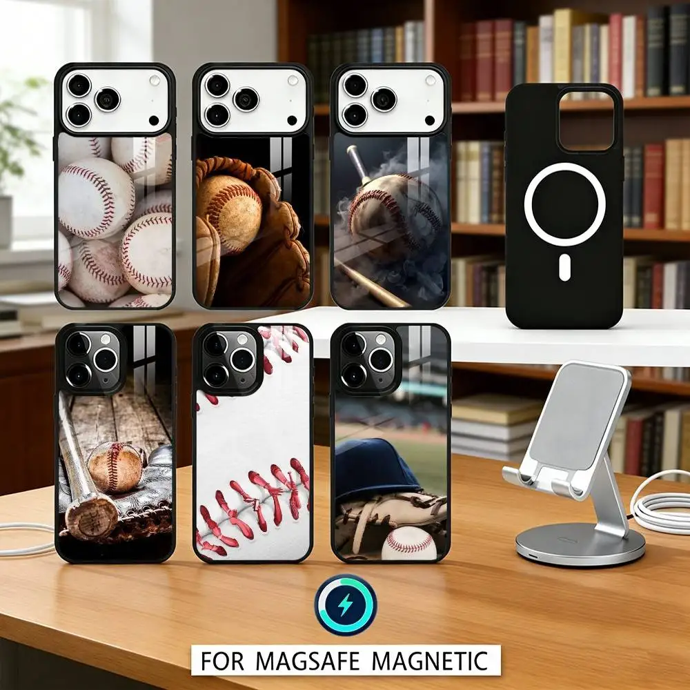 

Classic B-Baseball Phone Case For iPhone17,16,15,14,13,12,Pro,Max,Magnetic For Magsafe Wireless Charging