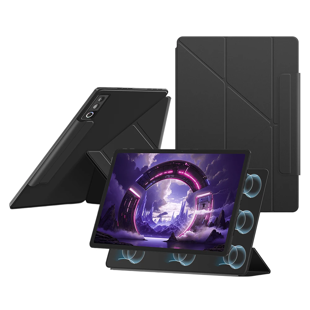 For Lenovo Legion Y900 13 Y-type Stand Cover Anti-scratch Magnetic PU Leather Tablet Case - Black