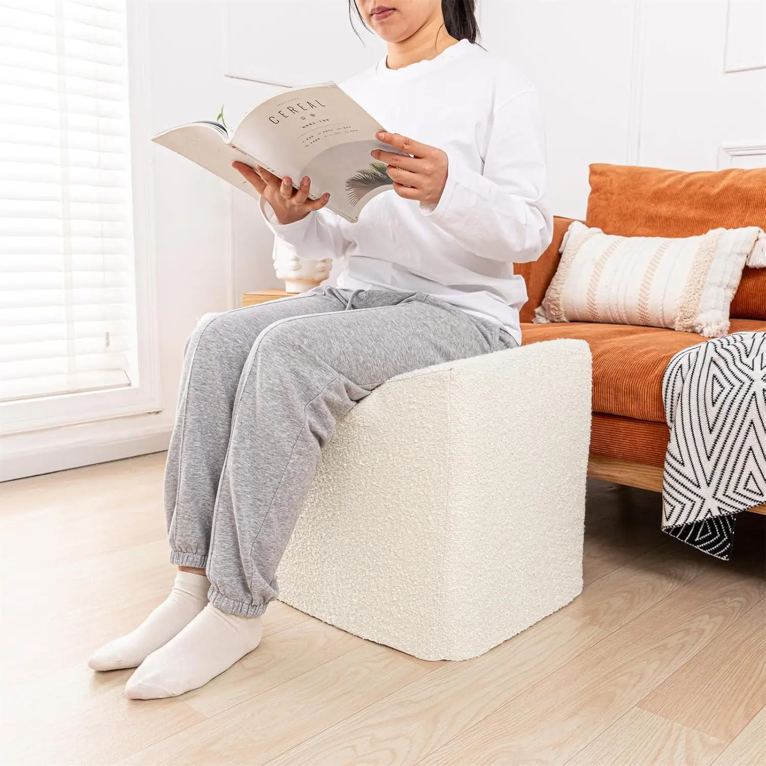 

Large Footstool Ottoman Multi-Functional Modern Foot Stool 24.8 L X15.75 W X 18.5 H Inches Sofa Ottoman Extra Seating For