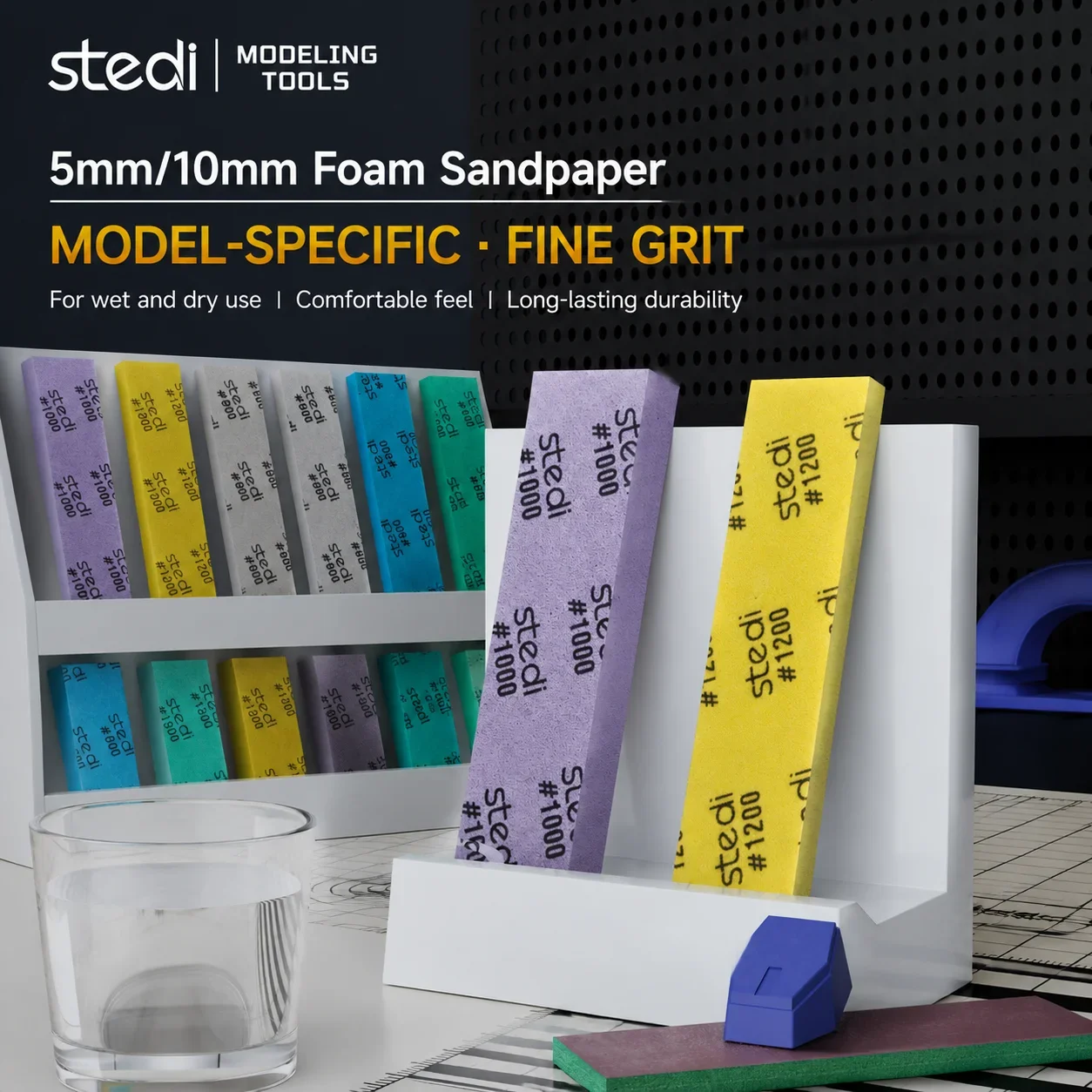 Stedi Model Sanding Sponge 5mm/10mm Thick Wet Dry Sanding Block for Gundam Nub Removal Polishing Cut Any Shape Hobby DIY Tools