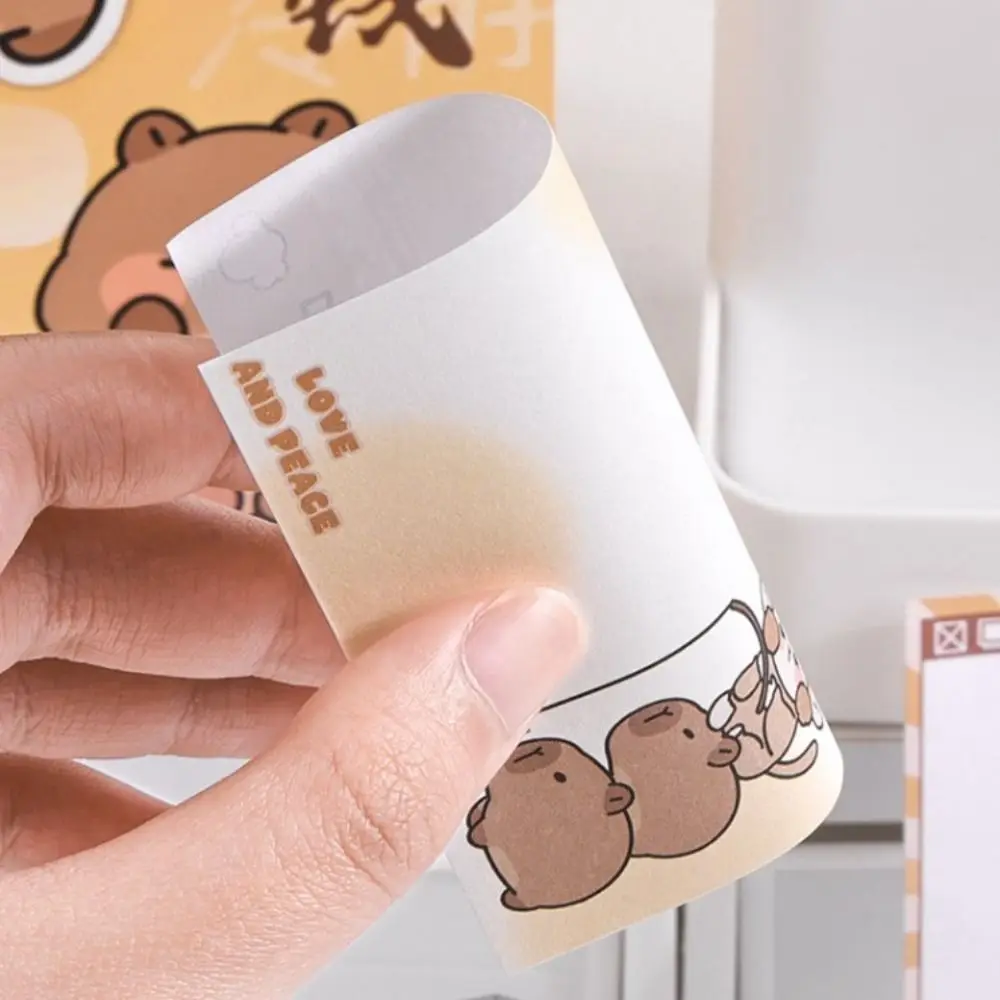 400 Sheets Message Paper Cute Capybara Note Paper Non Sticky Kawaii Memo Reminder Paper Square Cartoon Memo Notepad Student
