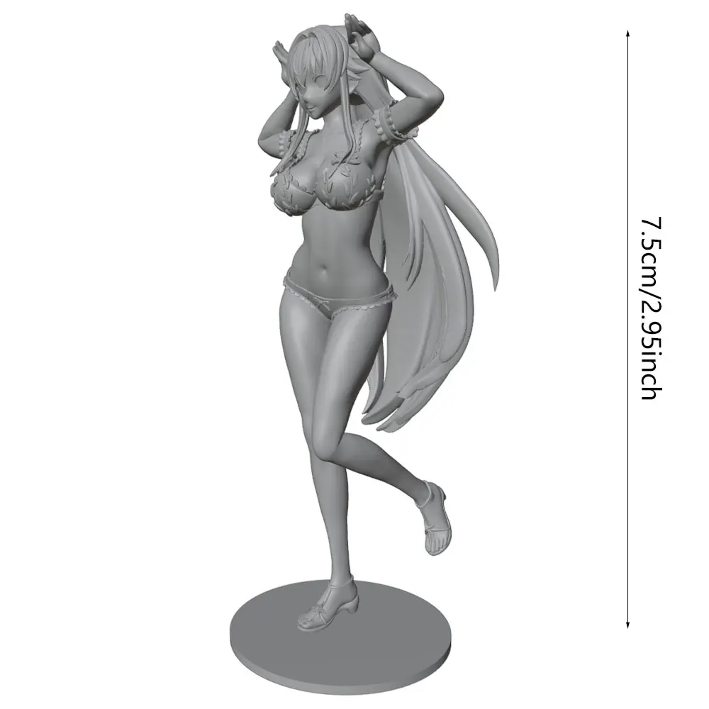 1/24 Miniature Resin Model Statue, 75mm Character Toy Model Kit, Youthful Girl with Cute Poses Playing on the Beach, High-Detailed Resin Model Figure, Unpainted, Perfect for Role-Playing Games and Collecting