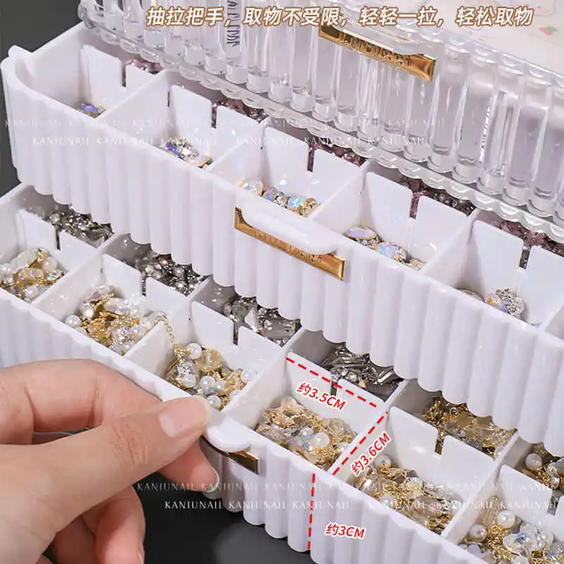 อุปกรณ์เสริมสำหรับทำเล็บปลอม กล่องเก็บอุปกรณ์ทำเล็บ กล่องใส่ลูกปัดและอัญมณีสำหรับตกแต่งเล็บ กล่องจัดเก็บอุปกรณ์ทำเล็บ แปรงสำหรับทำเล็บ อุปกรณ์สำหรับร้านทำเล็บ