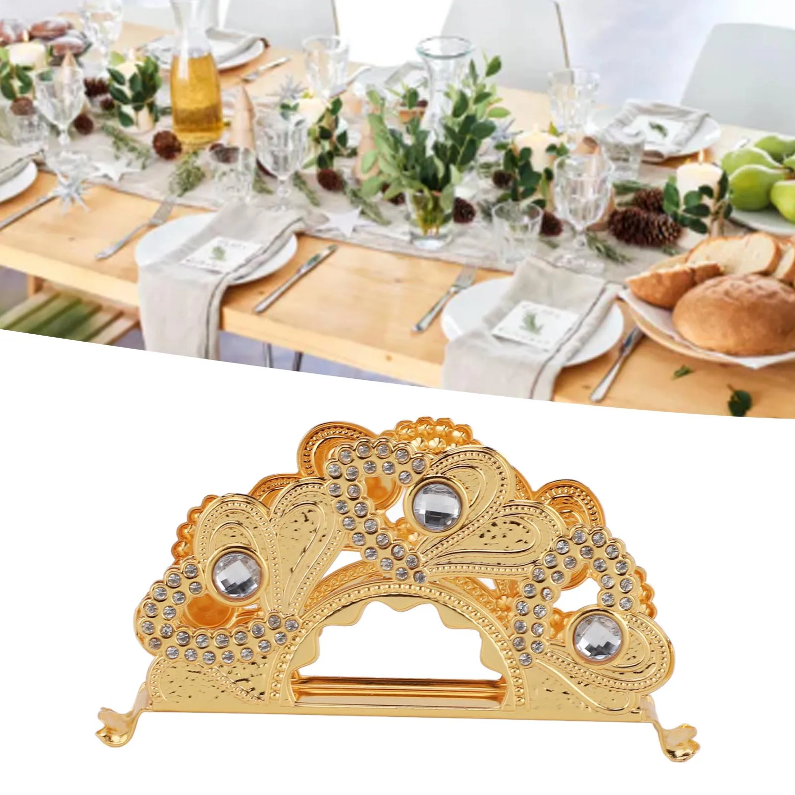 

Golden Metal Napkin Holder Exquisite Light Luxury European Style Zinc Alloy Tabletop Napkin Organizer For Kitchen Dinner Table