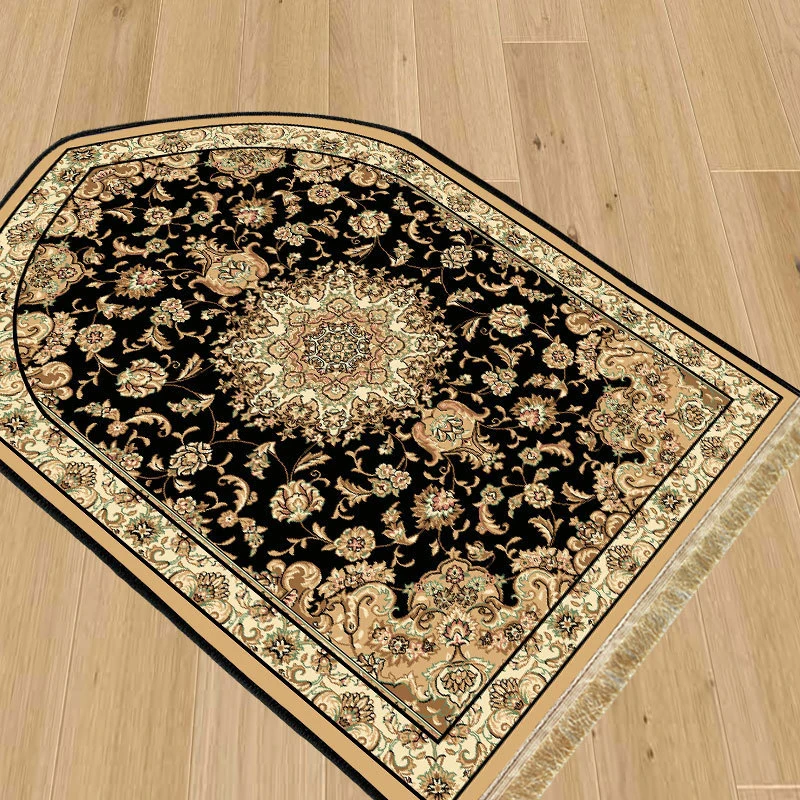 VIKAMA Persian Vintage Flower Prayer Mat Tassel Non-Slip Ethnic Style Portable Foldable Kneeling Rug Muslim Islamic Home Decor