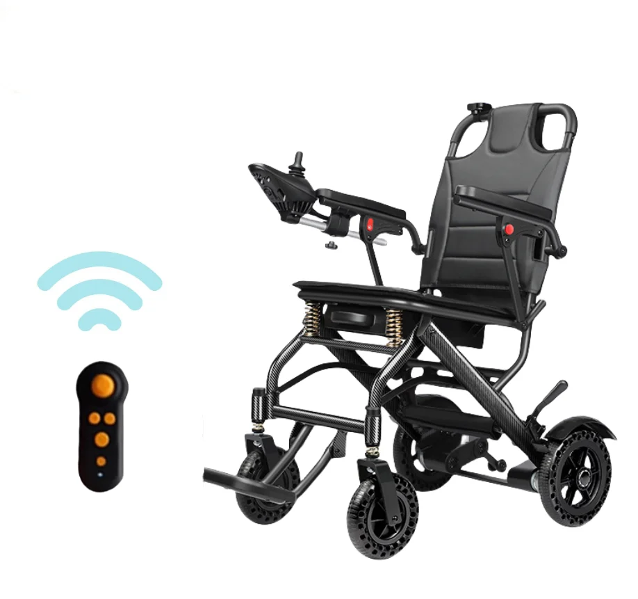 10A Lithium Battery Remote Control Brushless Motor Carbon Transfer Shock-absorbing Lightweight Foldable Electric Wheelchair