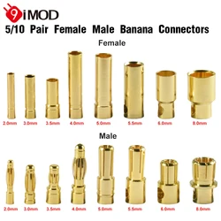 9IMOD 5/10Pair RC Bullet Connectors 2/3/3.5/4.0/5/5.5/6/8mm Male Female Banana Bullet Connector Plug Gold-plated Adapter