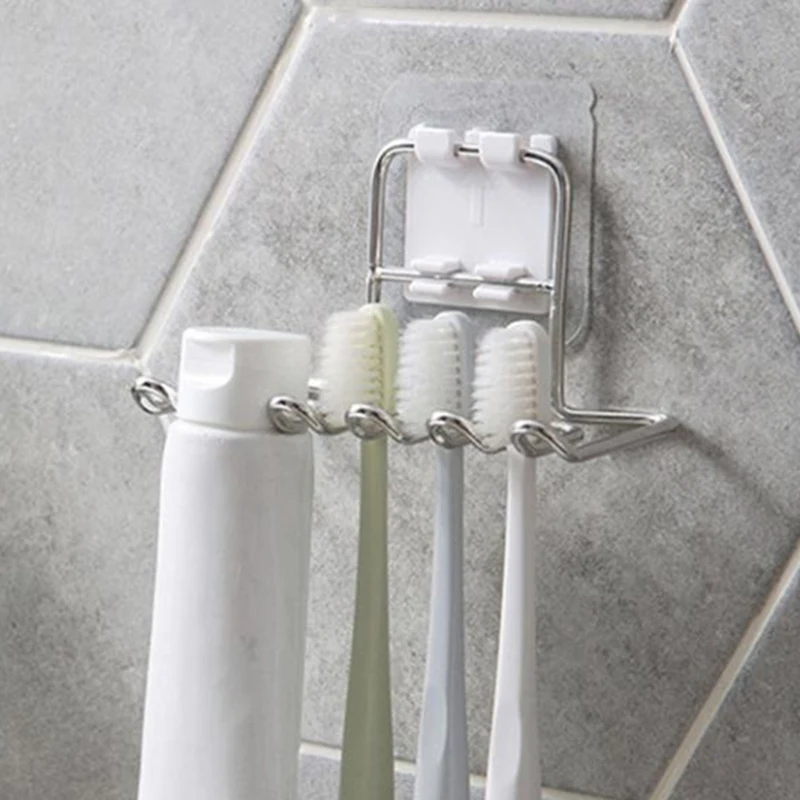 Stainless Steel Toothbrush Holder Bathroom Tooth Brush Toothpaste Razor Organizes Stand Bathroom Accessories Wall Mounted