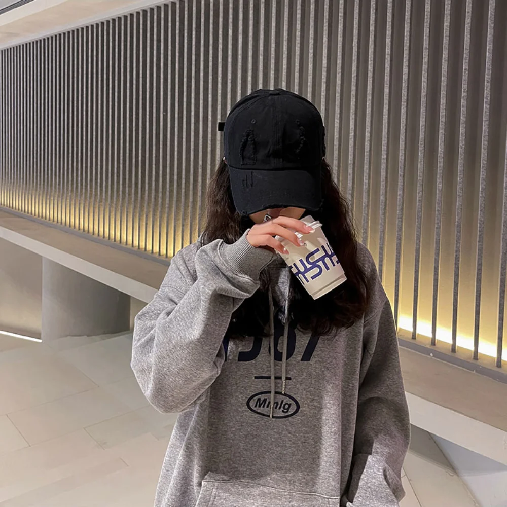 New Trendy Streetwear Hip Hop Worn Hole Face Cap For Women Men Orange Purple Letter Summer Snapback Cap Gorras Hombre