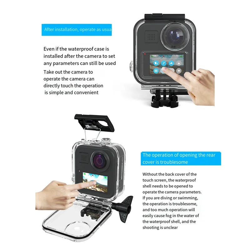 防水カメラケース Gopro MAX パノラマスポーツカメラベゼル水中保護ケースダイビングアクセサリー-POS