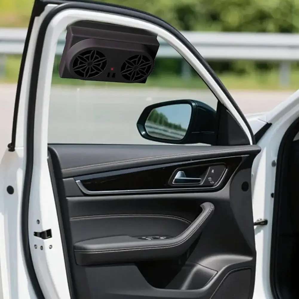 Dual Fan Solar Car Cooler Vent Fan Light Sensing Auto Exhaust Heat Remove Fan USB Rechargeable Car Window Cooling Fan