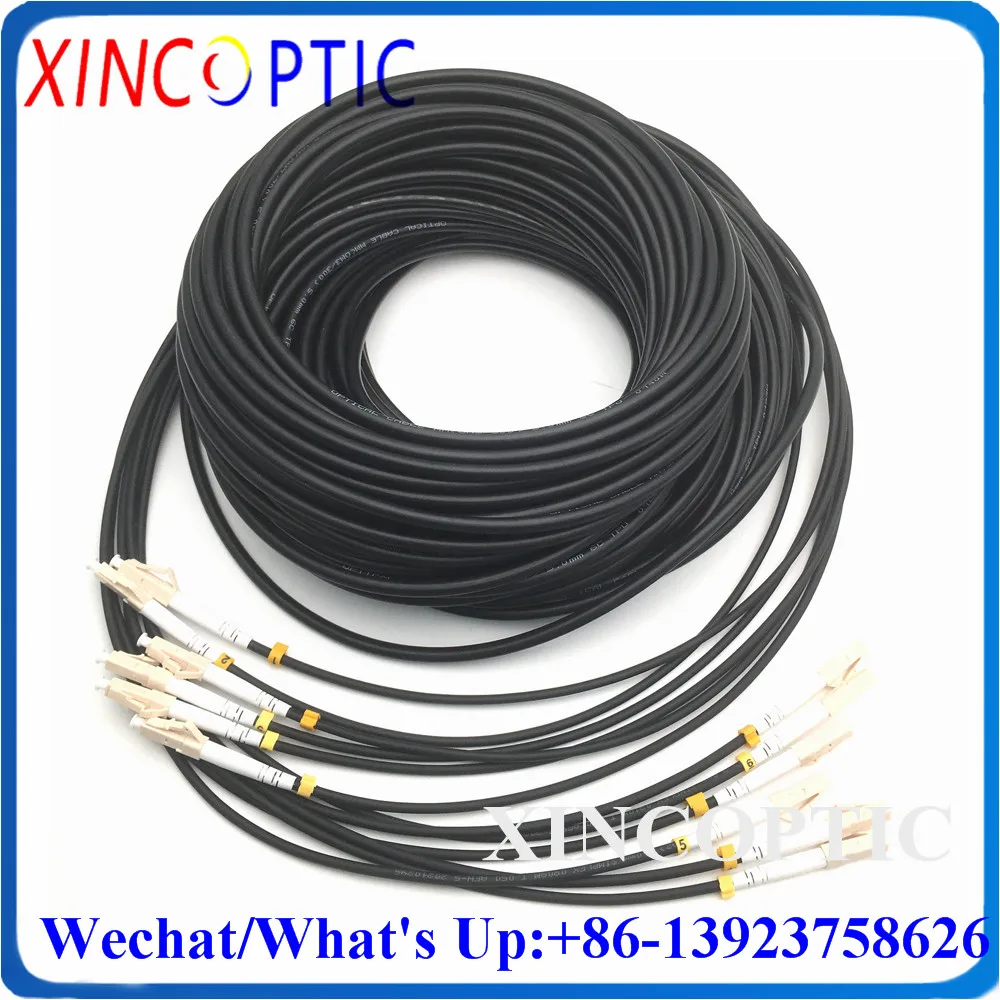 

6C 150M Armored Tactical Fiber Optic Patch Cord,6Cores SMF MMF OM1 OM2 OM3-150 Outdoor LC-LC/ST/FC/SC Black LSZH/TPU Fibre Cable