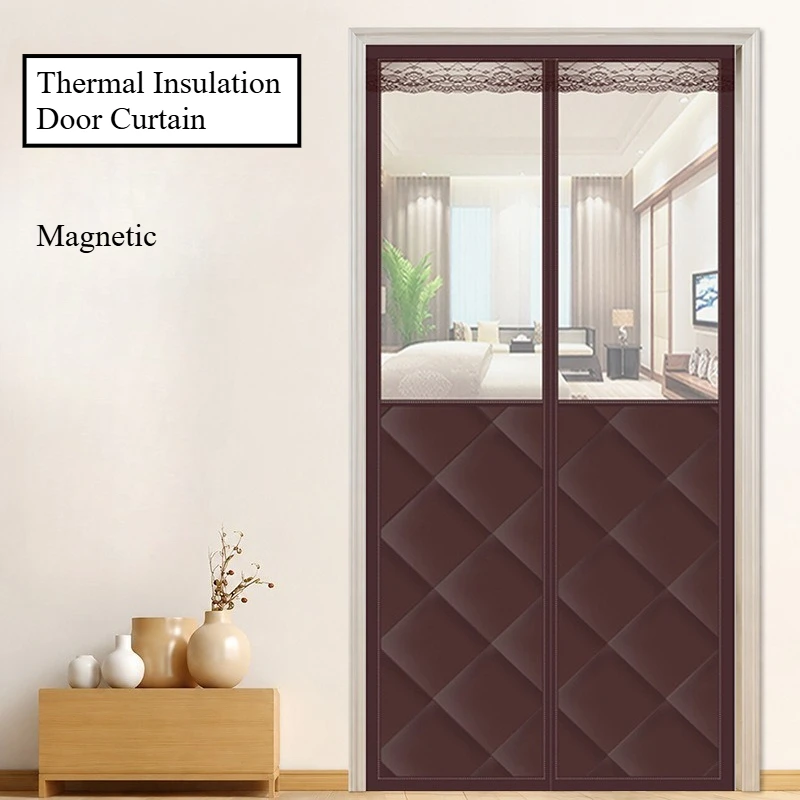 Winter Thermal Insulation Door Curtain Windproof Partition Screen Curtains Magnetic Thick Warm Door Cover for Entrance Doorways