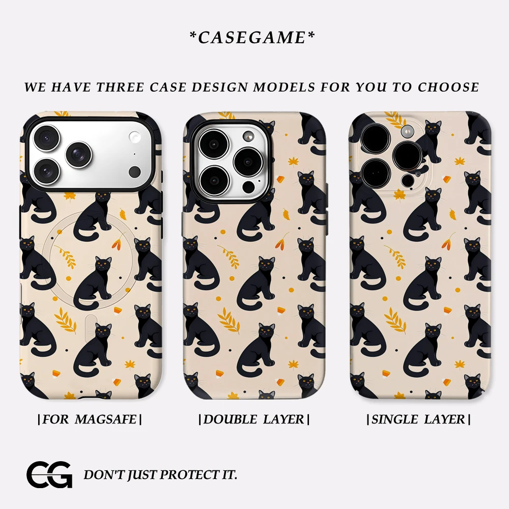 Herbstliche schwarze Katze IPhone 17 Must-Haves Handyhülle für IPhone 17 16 15 14 13 12 Pro Max Plus Single Double-Layer Tough Case