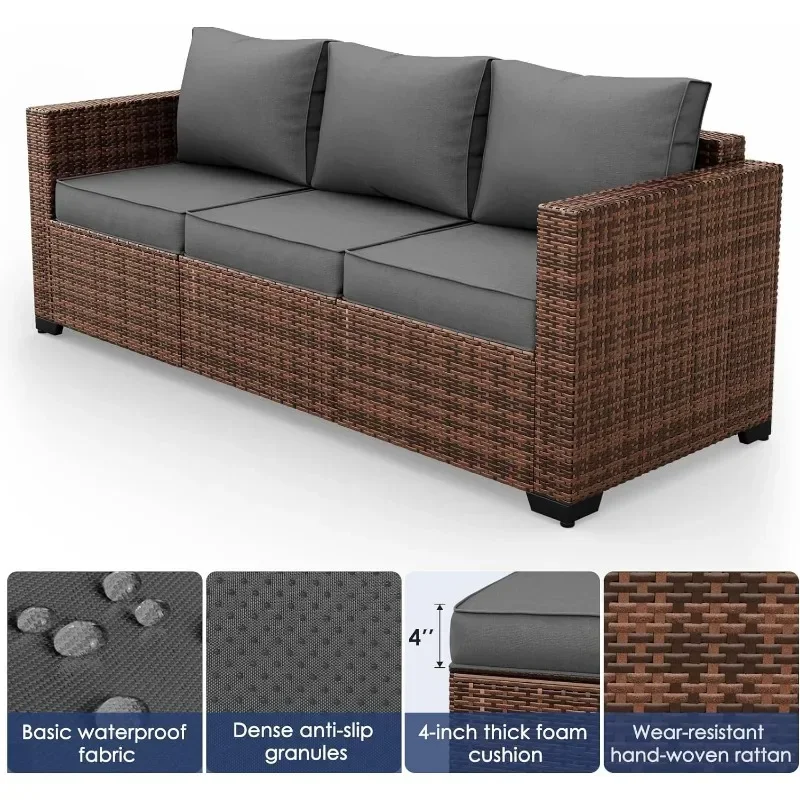 

Набор мебели со столом для костра, 8-компонентный уличный негабаритный секционный диван, плетеный подлокотник для патио, диван