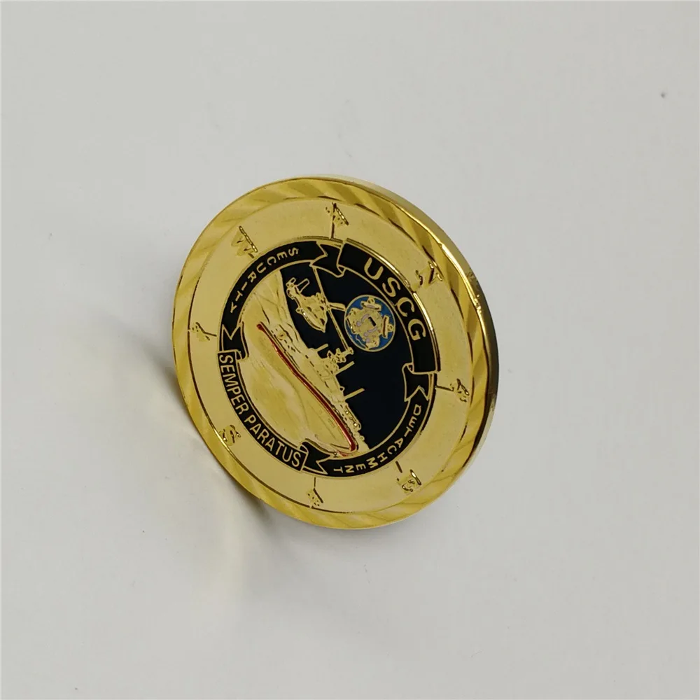 United States Coast Guard Souvenir Coin Semper Paratus USCG Core Values Challenge Coin Veteran Golden Plated Commemorative Coin