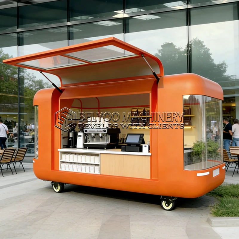 Belyoo Popular Street Trailer Pizza Coffee Catering Ice Cream Cart Mobile Beer Bar Clothes Store Flower Shop for Sale