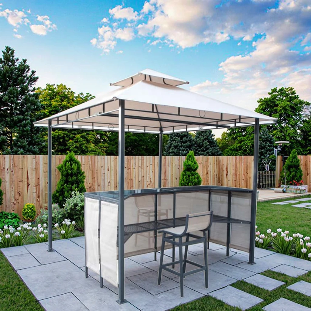 

Joyeleisure 240X240X260см Металлическая садовая беседка со столом, барным стулом, навесом и беседкой, уличная мебель