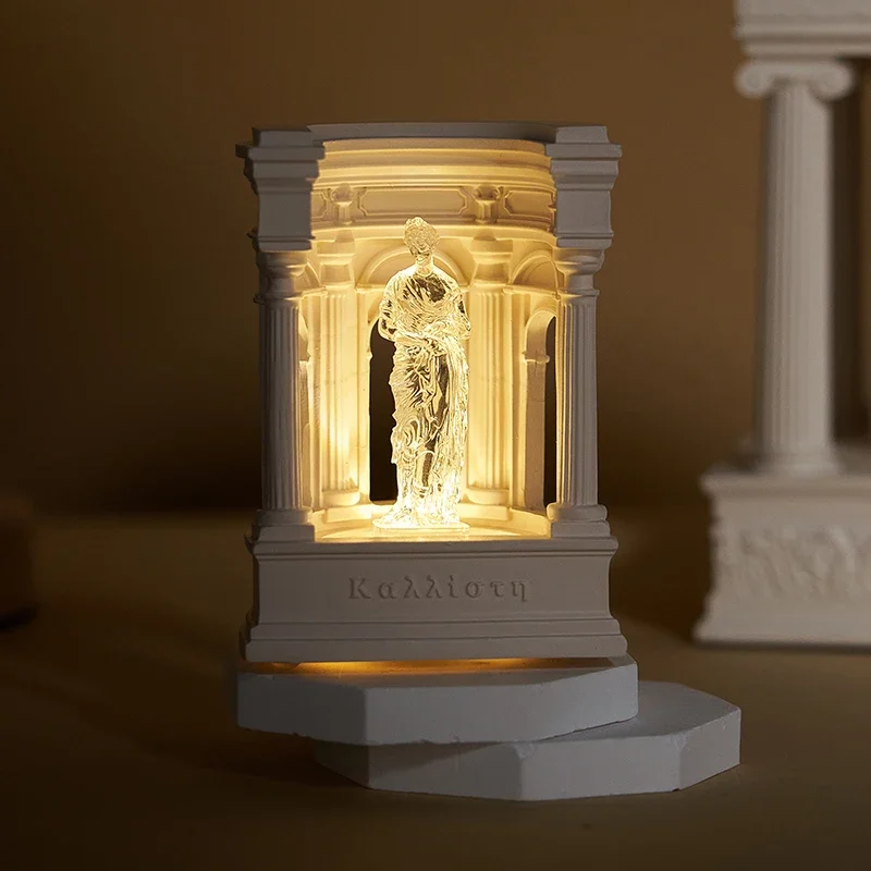 Light Luxury Handmade Sculpture Museum of Ancient Greece Night Light Romantic Gift Home Ornament Bedroom Bedside Study Lamps