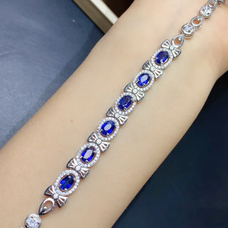 Natural Sapphire Charm Bracelet for women silver 925 jewelry luxury gem stones 18k gold plated free shiping items