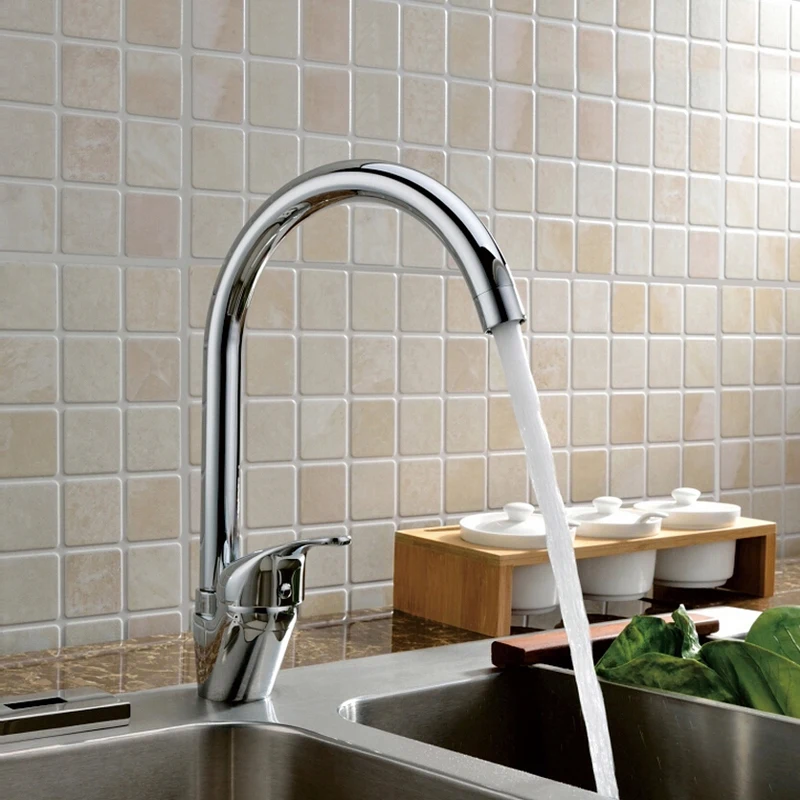 Freeshipping Top Sale Stainless Steel Chromed Kitchen Faucet Single Handle Single Hole bathroom tap mixer