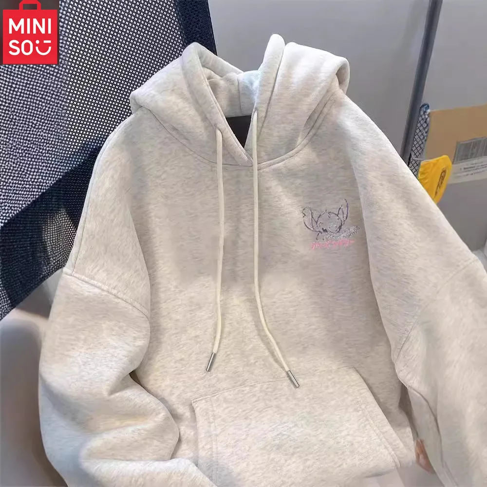 MINISO جديد حسن المظهر غرزة مقنعين سترة الصوف سميكة فضفاضة كسول الرياح الخريف والشتاء للجنسين